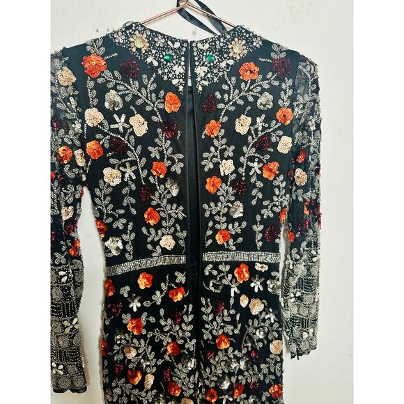 MAC DUGGAL 93925 Black Mutlicolored Beaded Sequin Long Sleeves Formal Dress sz 2 - Picture 13 of 16